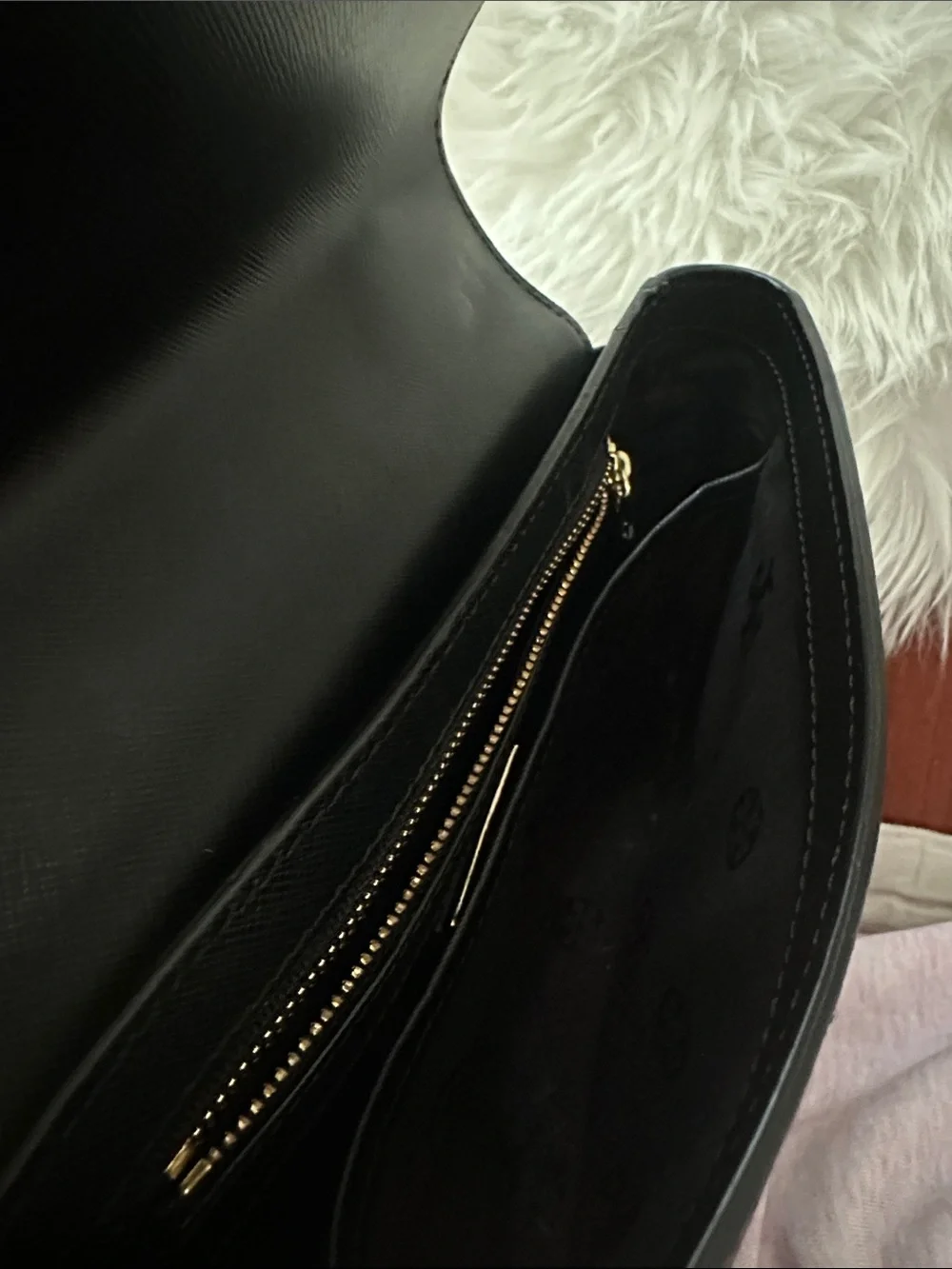 Tory Burch Black Leather Crossbody with Gold-Tone Logo